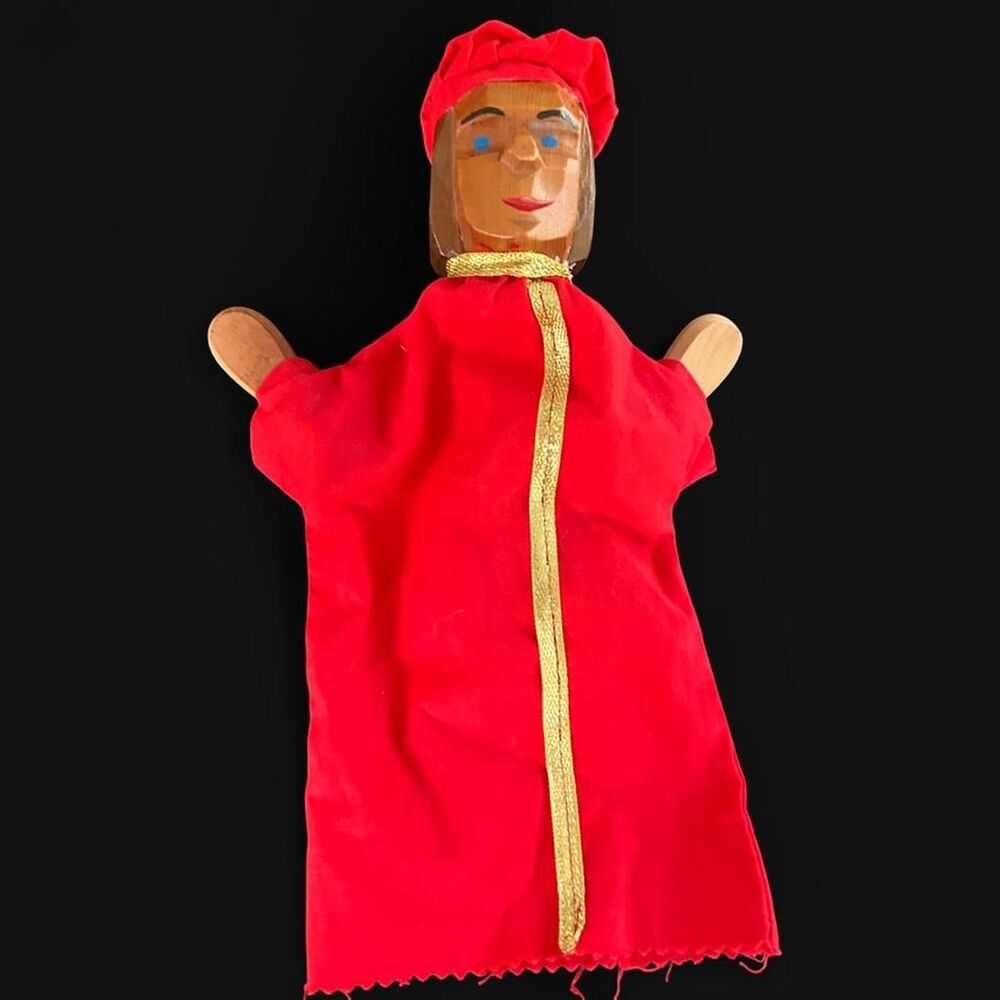 Hand Carved Vintage Bishop or Cardinal Hand Puppet